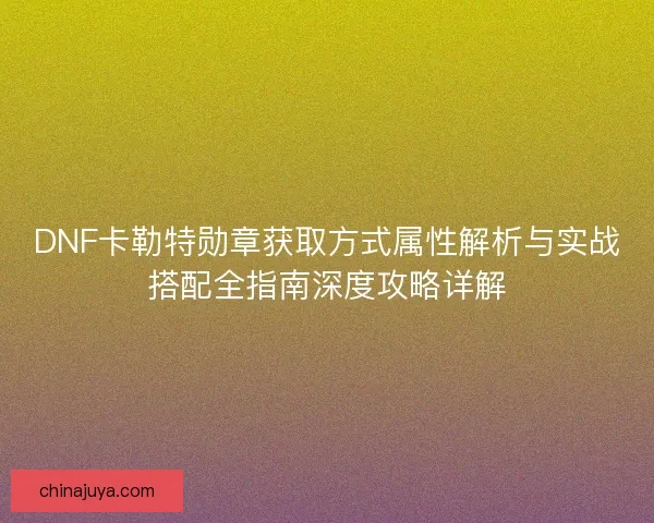 DNF卡勒特勋章获取方式属性解析与实战搭配全指南深度攻略详解